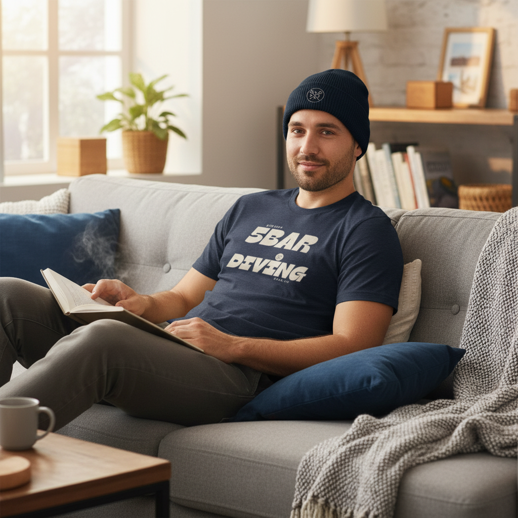 "Deep Dive Comfort" Bundle: Organic Beanie &amp; 5bar Diving T-Shirt